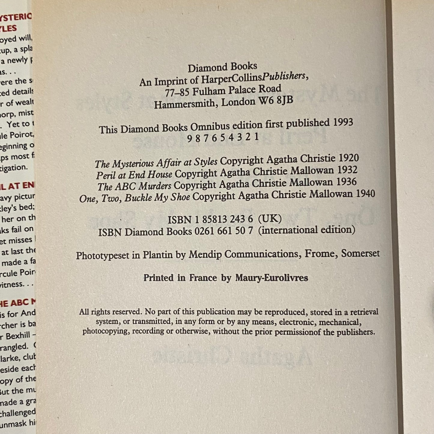 Agatha Christie Hercule Poirot 4 Mysteries in 1 Book Hardcover 1993 GD