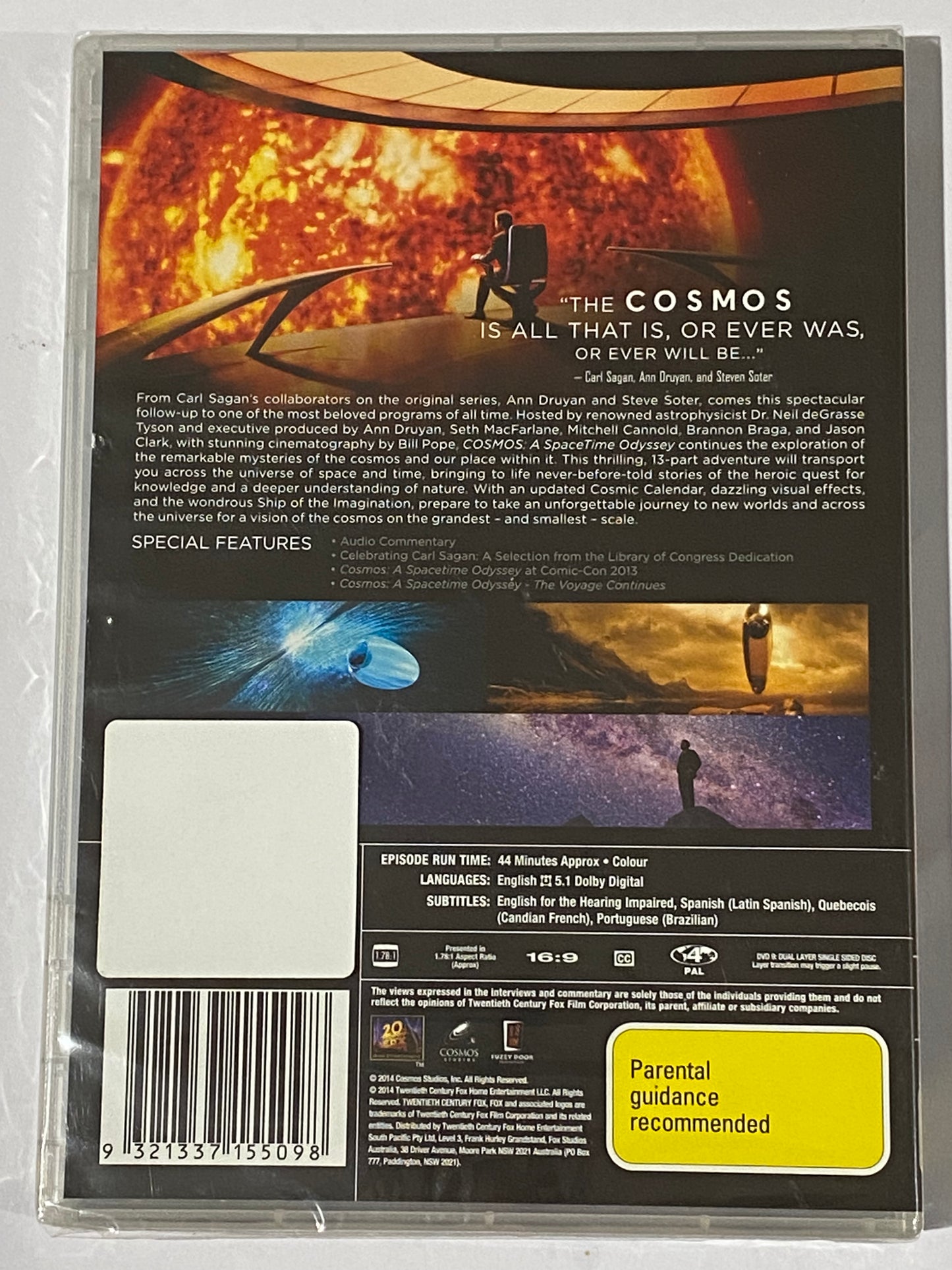Cosmos A Spacetime Odyssey DVD Neil Degrasse Tyson 4-Disc PAL 4 Brand New Sealed