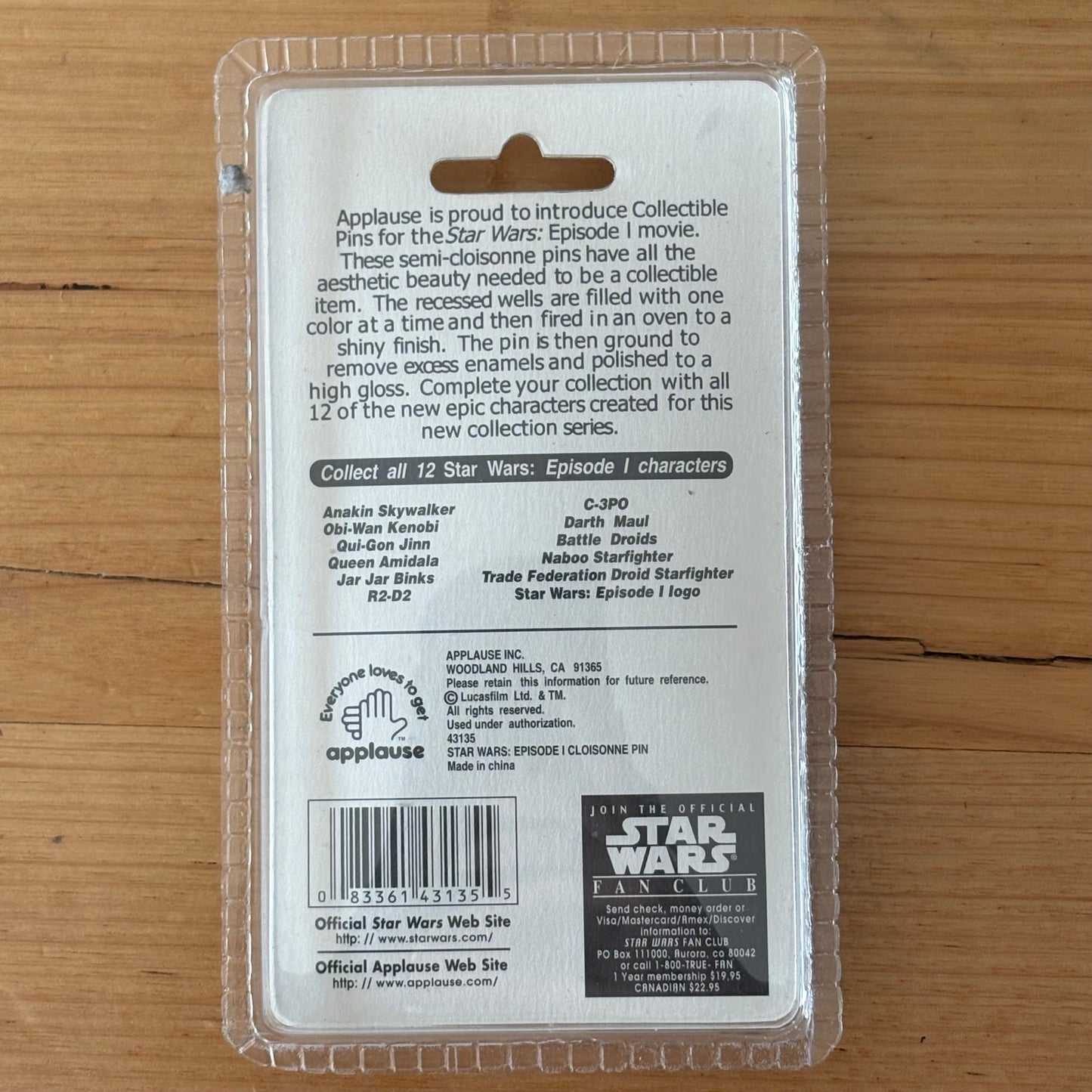 Star Wars Episode 1 Collectible Pins x 4 Vintage Sealed