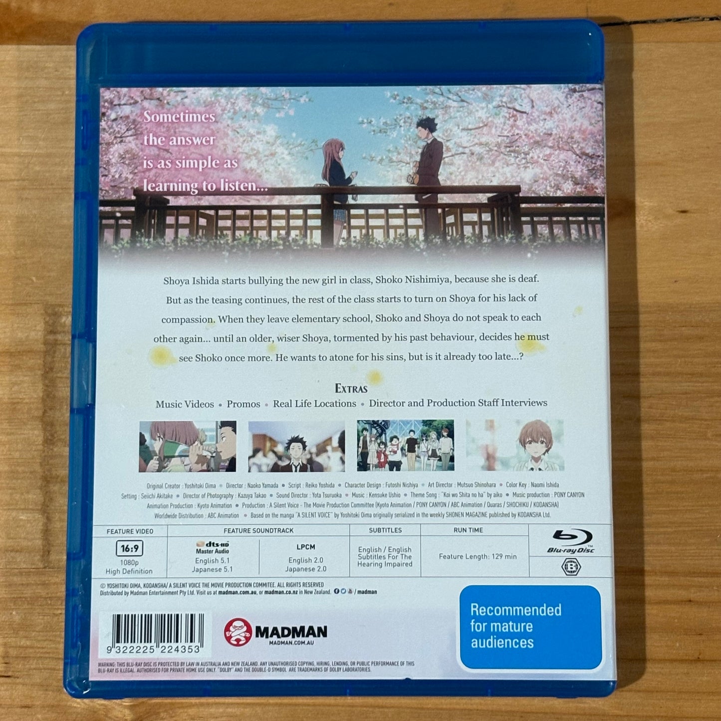 A Silent Voice The Movie Blu-Ray Anime Naoko Yamada Region B VGC
