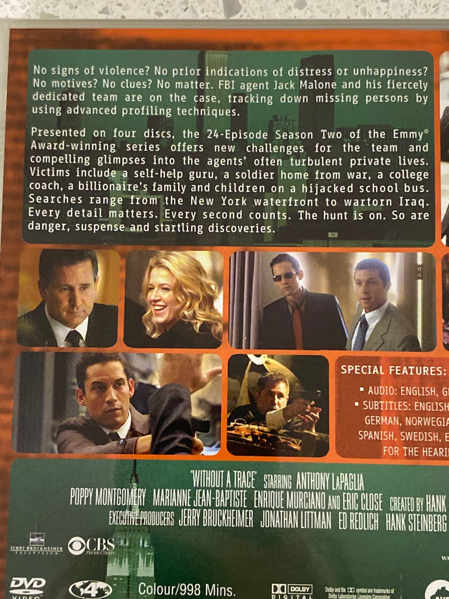 Without A Trace Series 2 DVD 4-Disc PAL 4 New Sealed