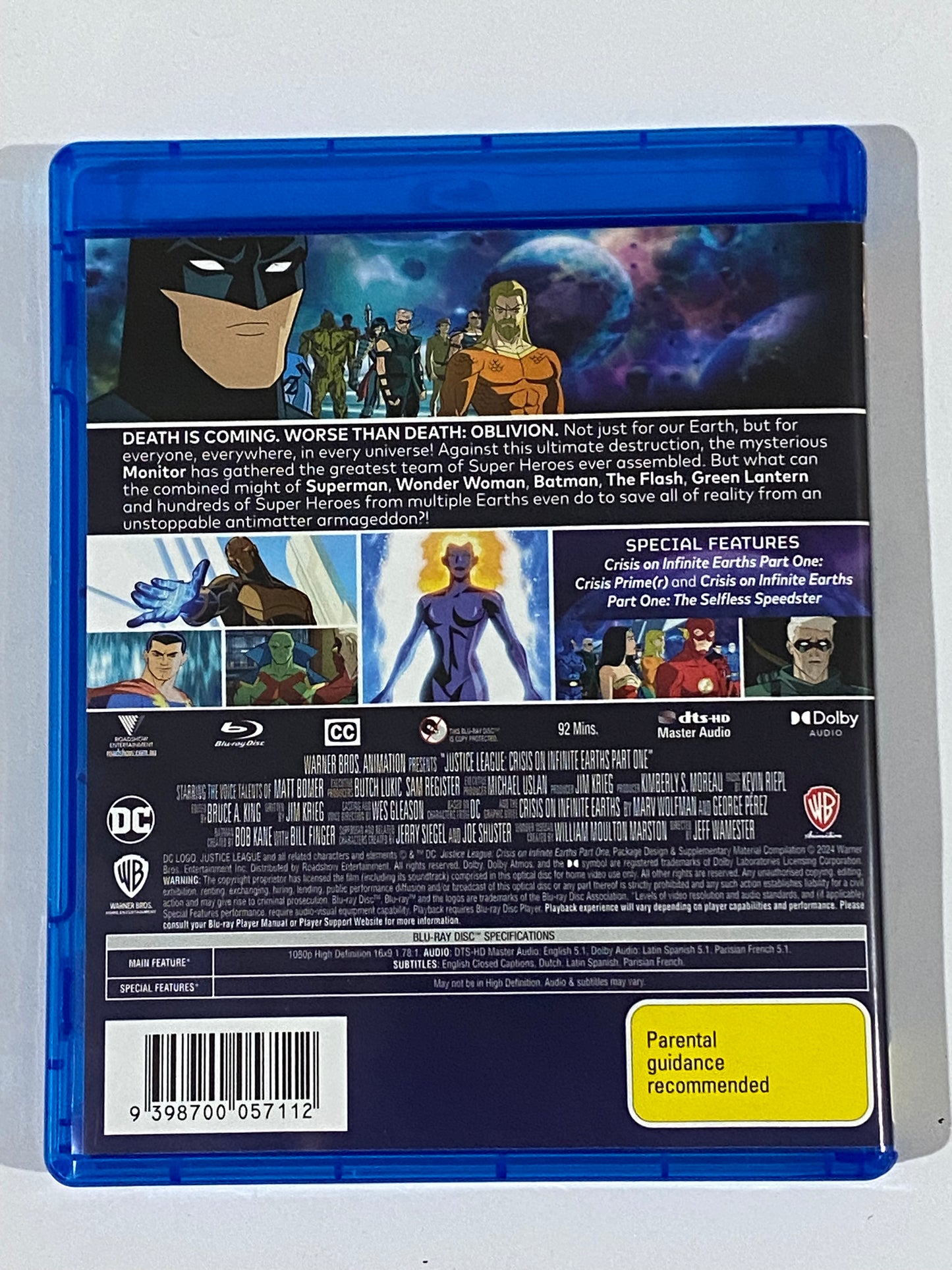 Justice League Crisis On Infinite Earths Part 1 Blu-ray DC Comics Region B VGC