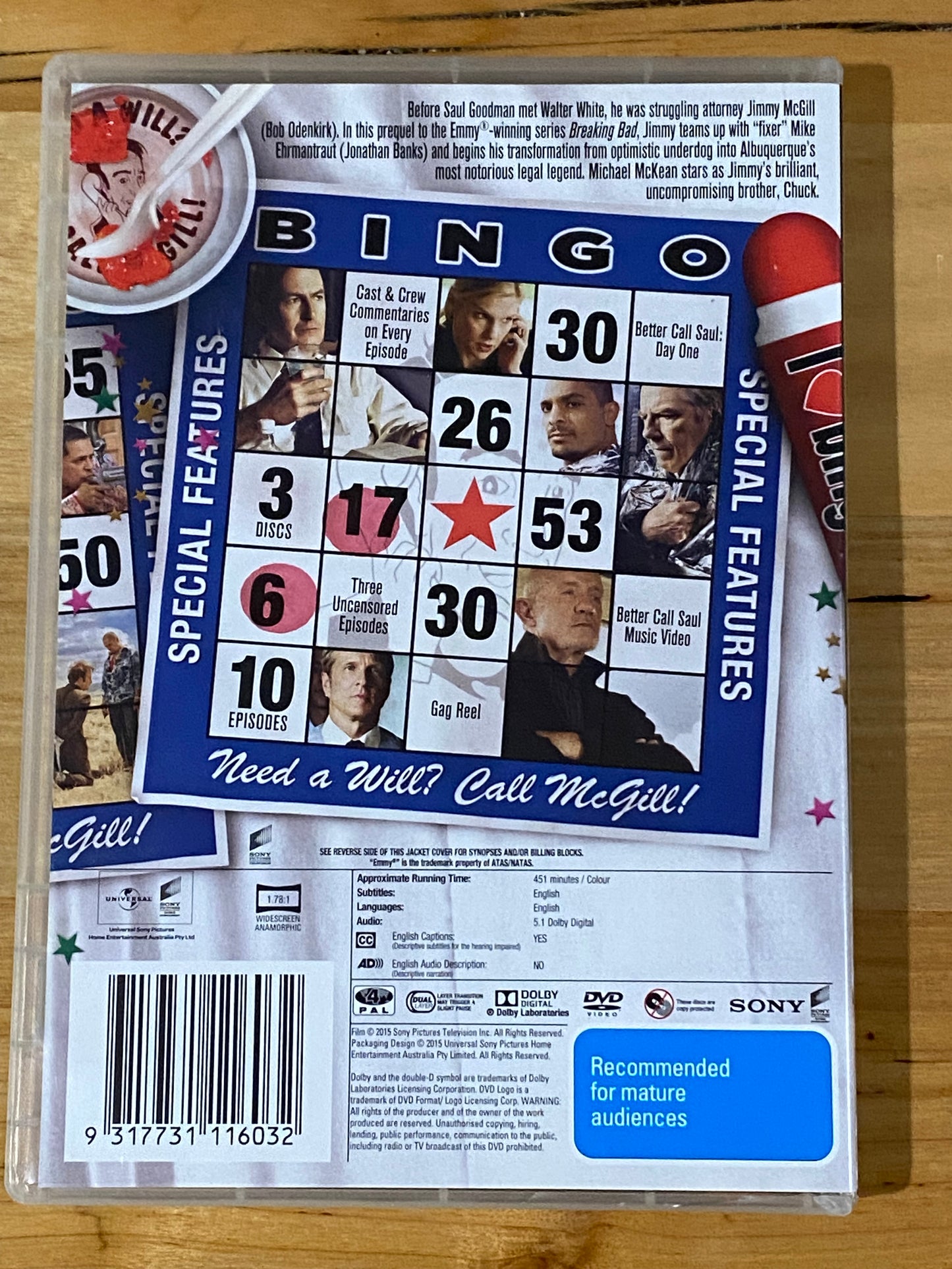 Better Call Saul Season 1 DVD 3-Disc Set US Drama PAL 4 VGC