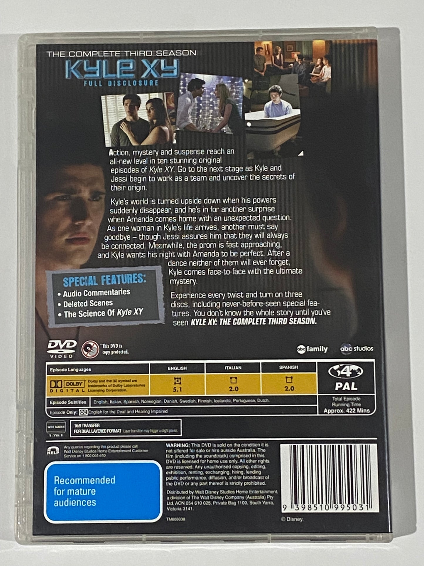 Kyle XY Seasons 1-3 Complete US Sci-fi Drama PAL 4 VGC