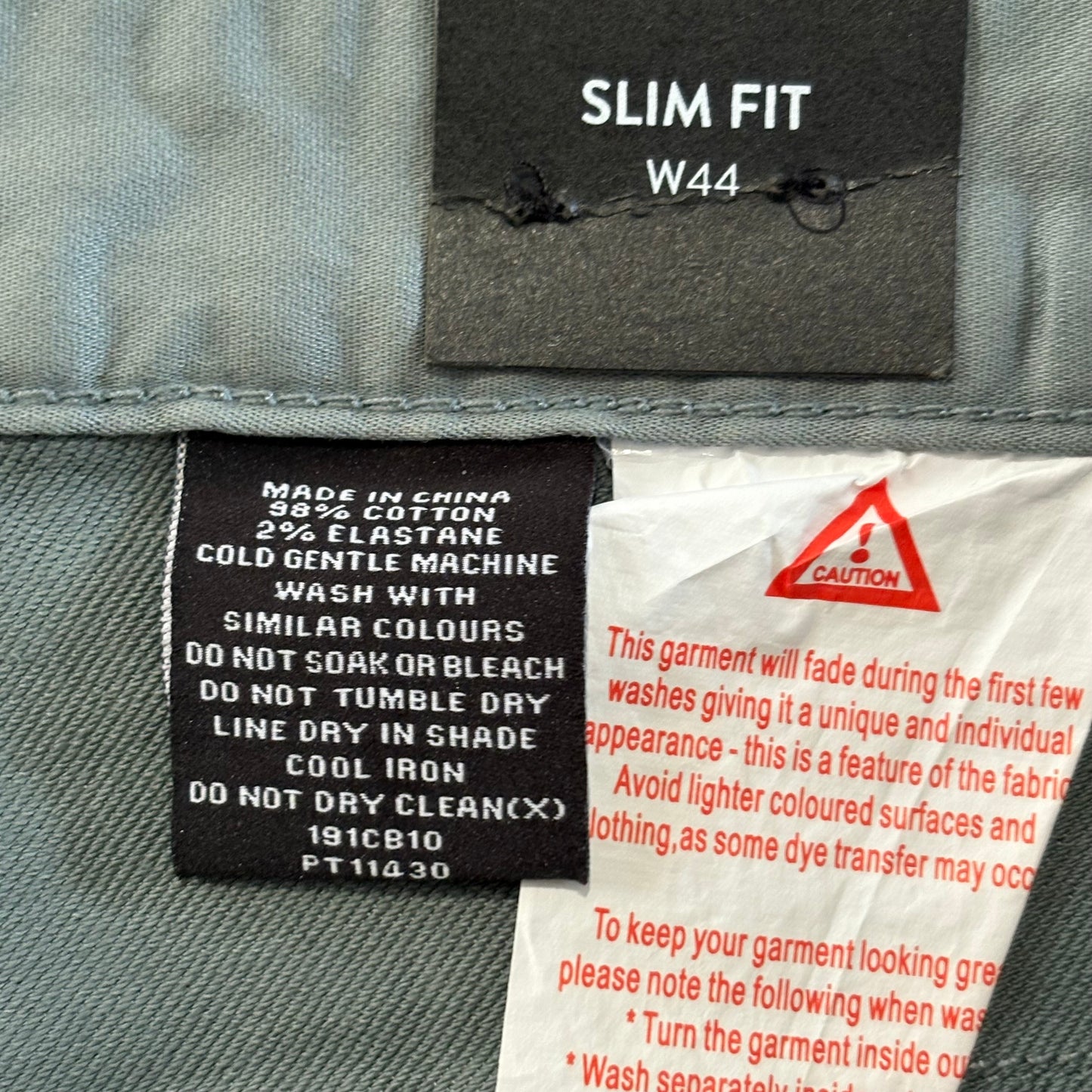 Tarocash Men’s Chinos Mid-Green Sz 44-inch Waist Stretch Zip Fly New With Tags