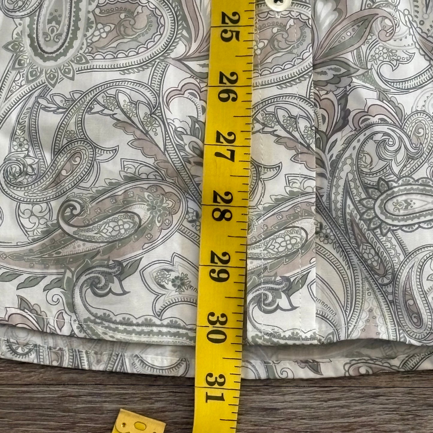 Tarocash Shirt Men's Casual Medium Long Sleeve Slim Fit White Paisley Pattern Collared NWT