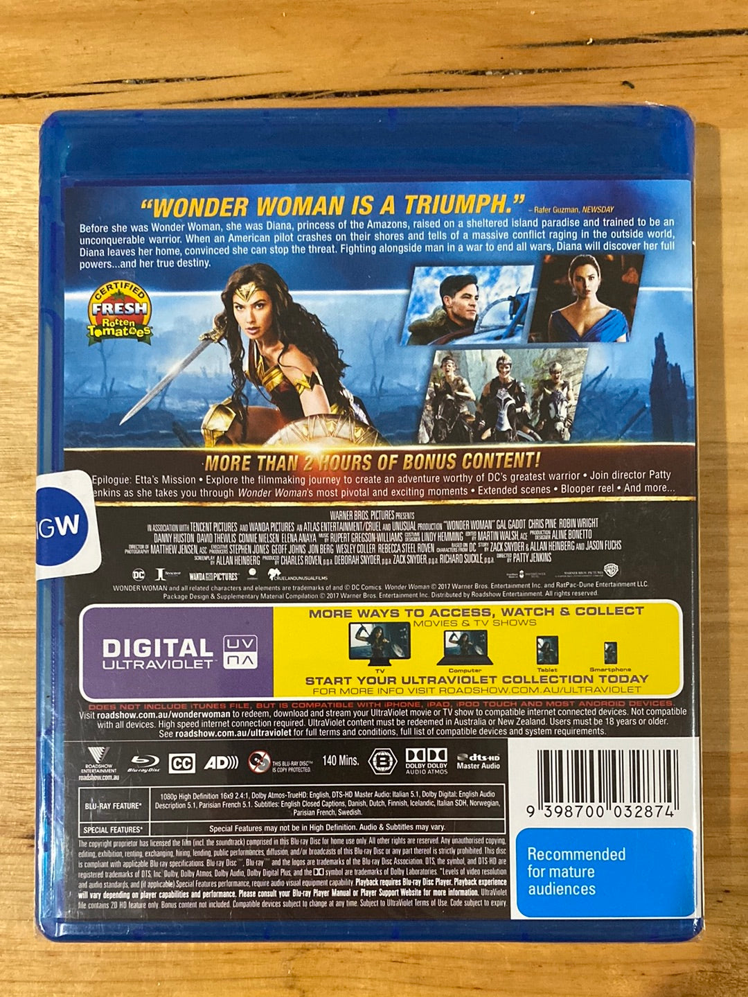 Wonder Woman Blu-Ray, Region B, Brand New Sealed
