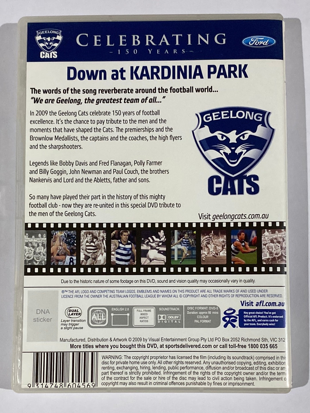 Geelong Cats 150 Years Down At Kardinia Park DVD Celebrating 150 Years VGC