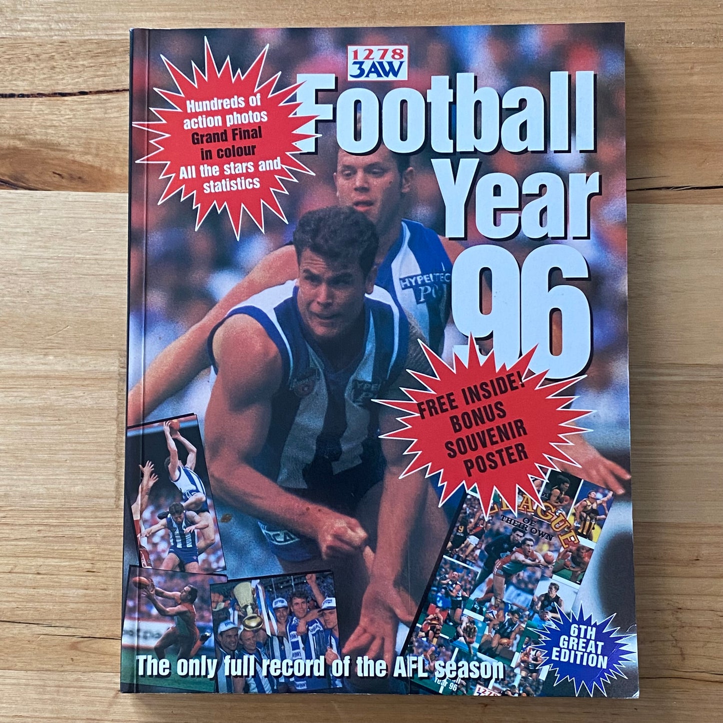 3AW Football Year 96 Book AFL Wayne Carey Cover Complete with Poster GD