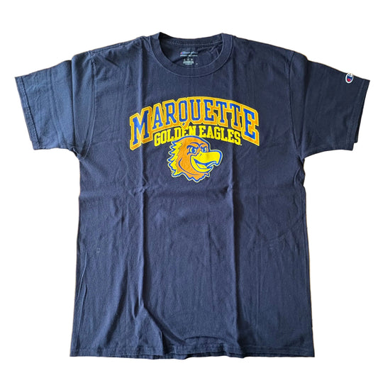 Marquette Golden Eagles Champion T-Shirt Navy Blue Short Sleeve Size Large