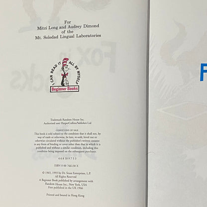 Dr Seuss Fox in Socks Dr Seuss Book Hardcover GD