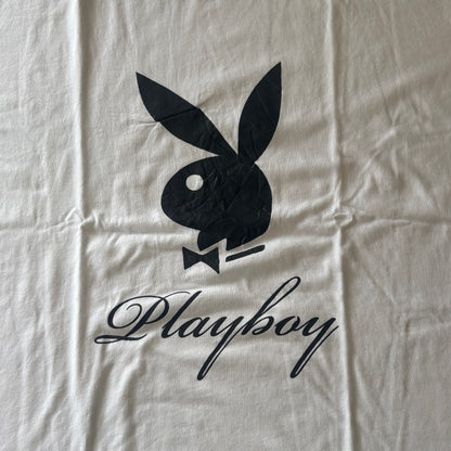 Men’s Playboy Short Sleeve White Graphic Logo Tee Shirt Size XL