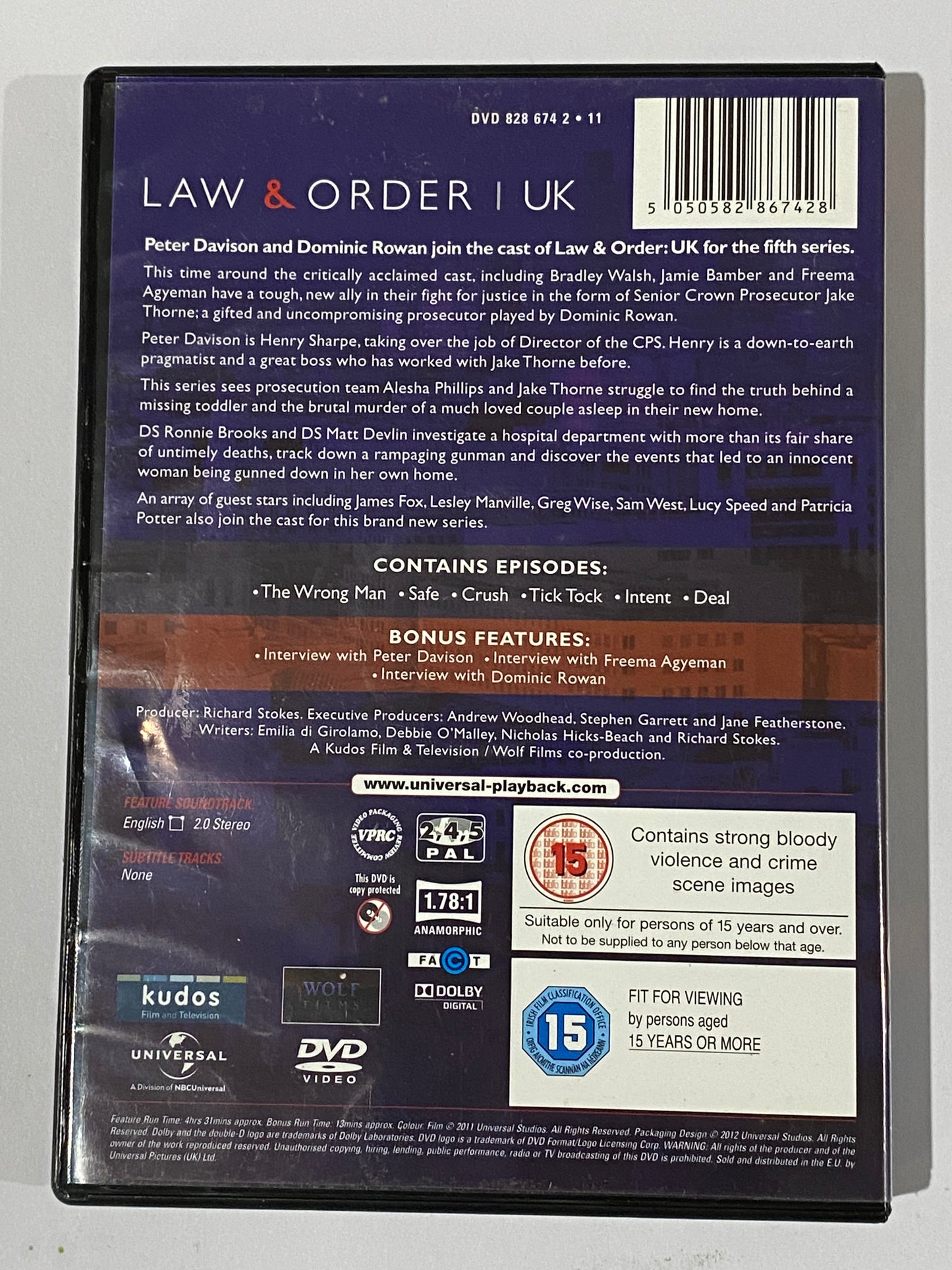 Law & Order UK Series 5 DVD ITV Drama 2-Disc Set PAL 2,4,5 VGC