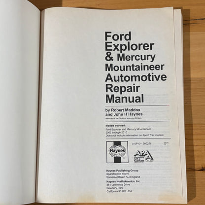 Haynes Ford Explorer & Mercury Mountaineer 2002 thru 2010 Car Repair Manual GD