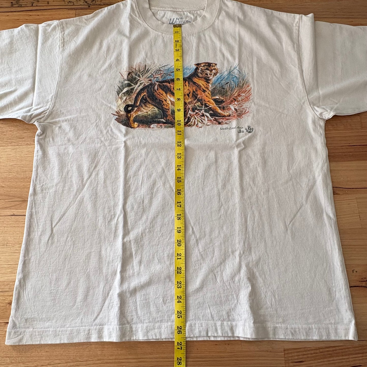 Western Frontier Tiger T-Shirt Cream Short Sleeve Size Extra Large
