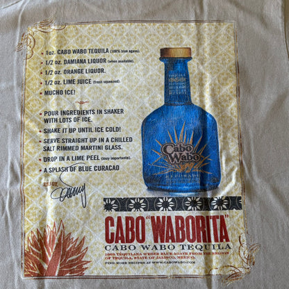 Cabo Wabo Cantina Tequila T-Shirt Cream Short Sleeve Size Medium