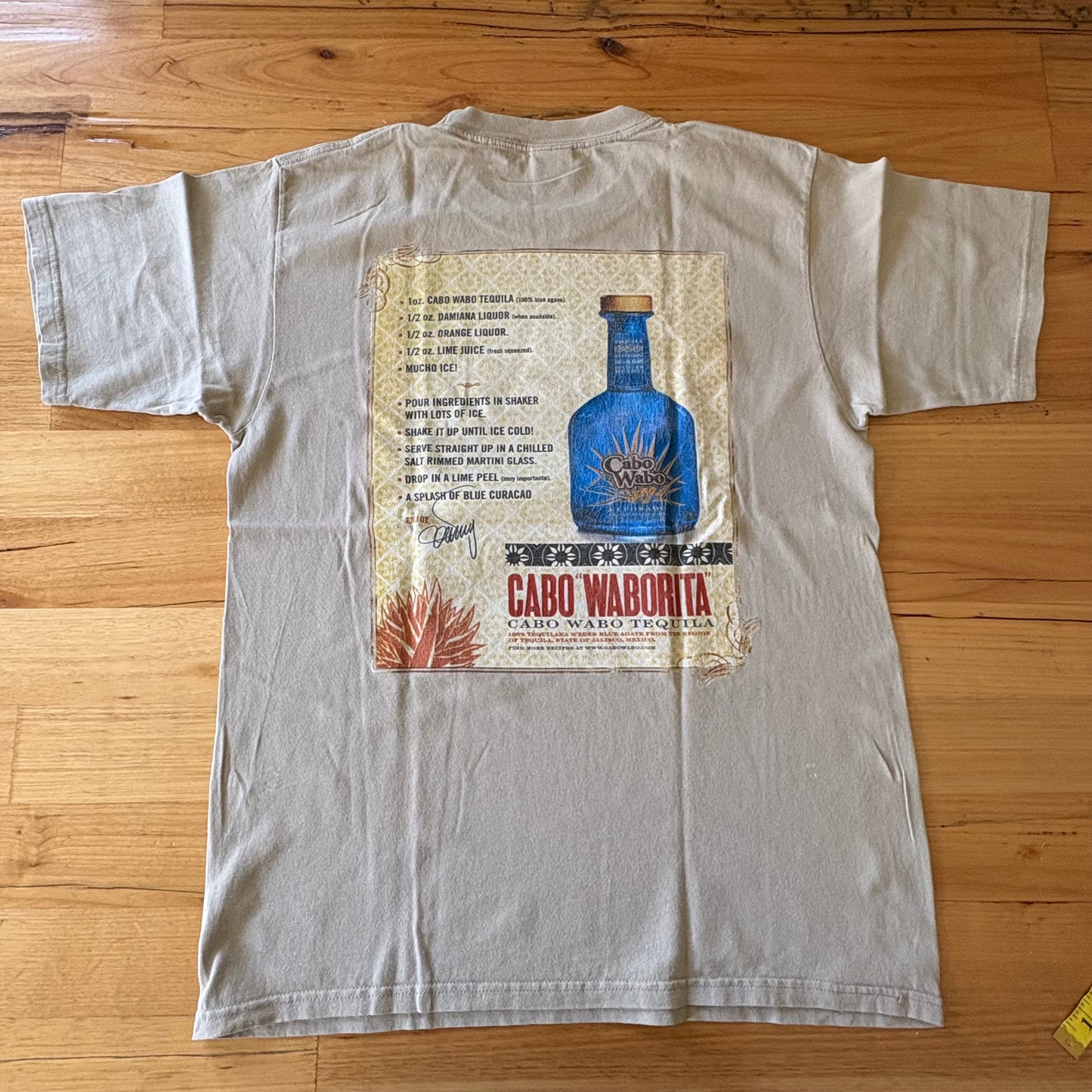 Cabo Wabo Cantina Tequila T-Shirt Cream Short Sleeve Size Medium