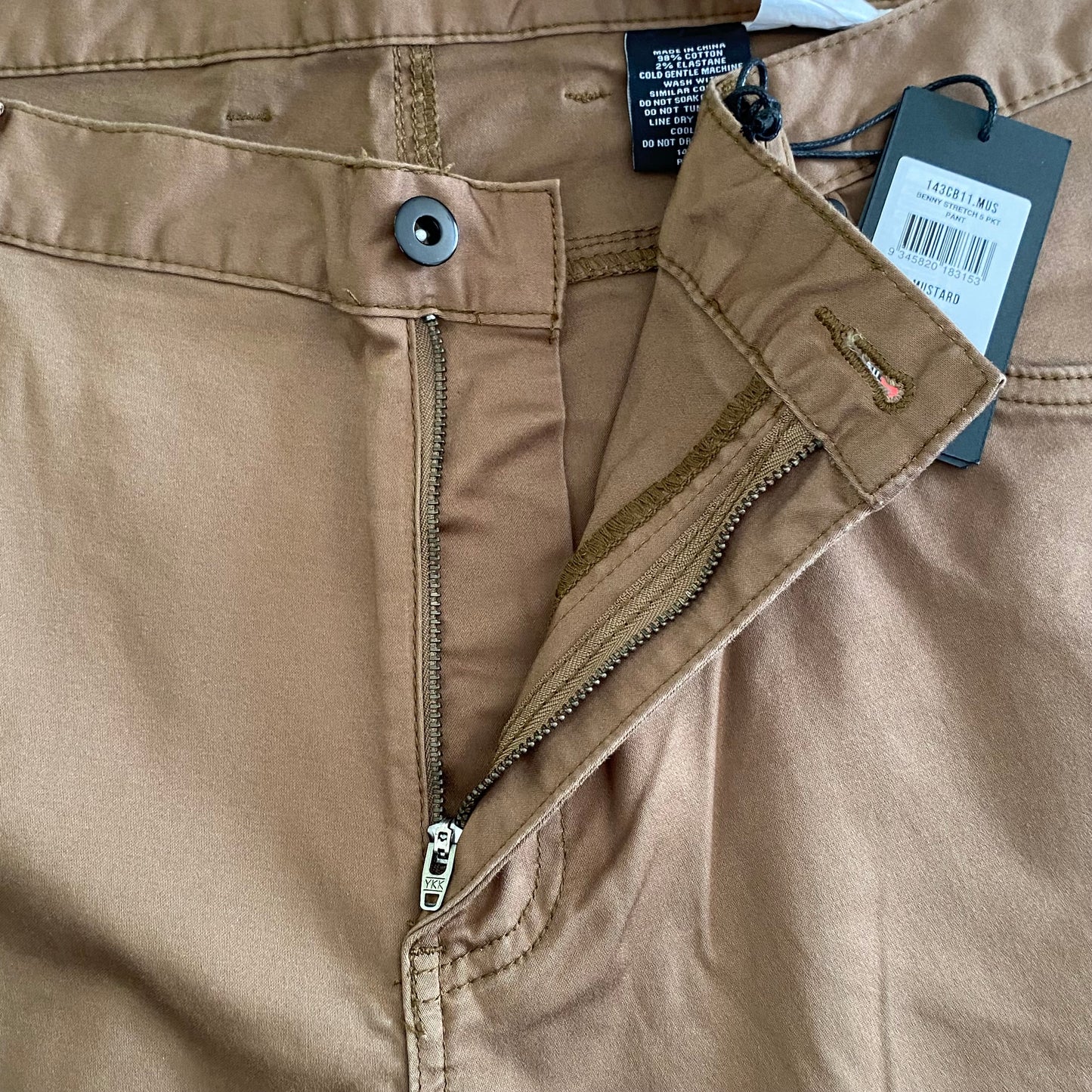 Tarocash Men’s Pants Mustard Sz 42-inch Waist Regular Zip Fly New With Tags