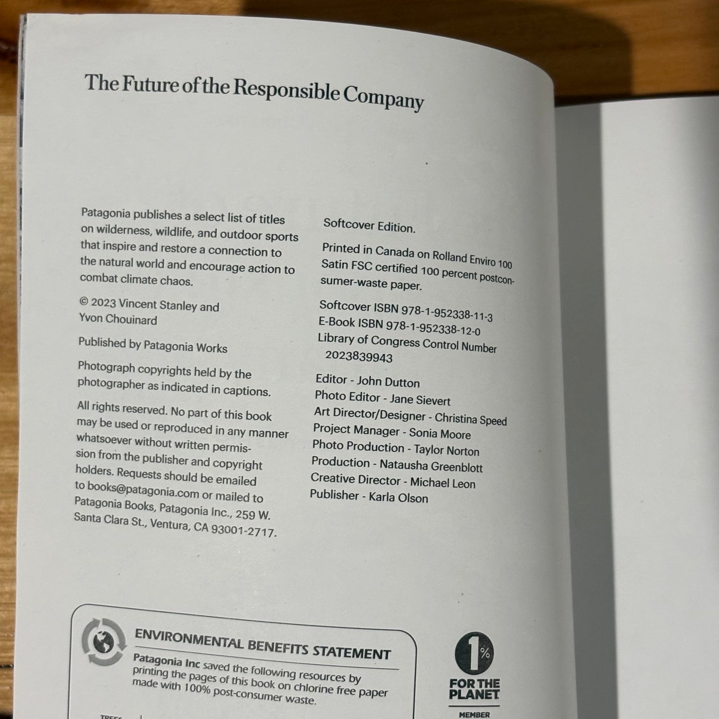 The Future Of The Responsible Company Patagonia 2023 Paperback GD