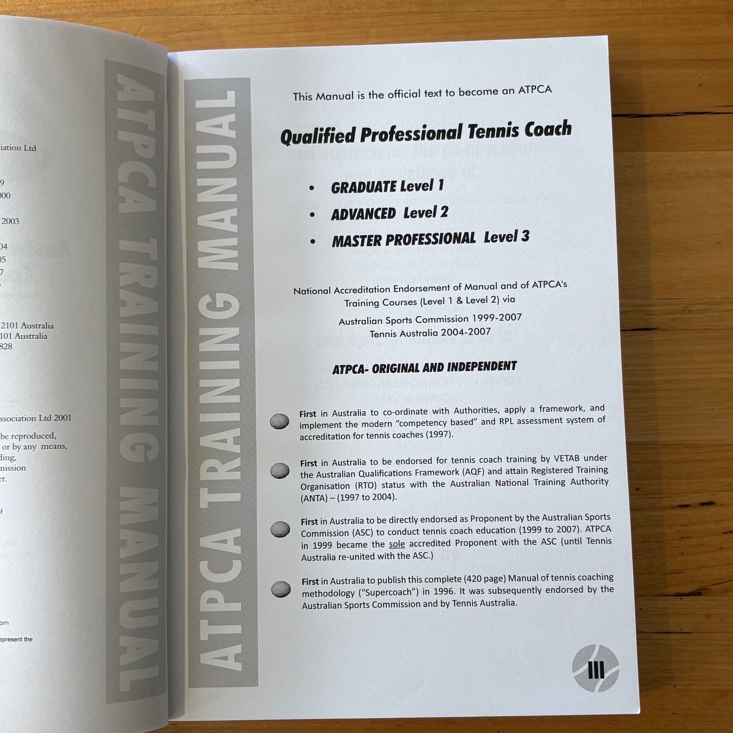 Supercoach Tennis Manual ATPCA Paperback 2011 GD