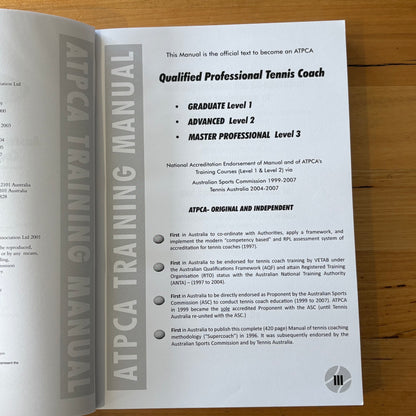 Supercoach Tennis Manual ATPCA Paperback 2011 GD