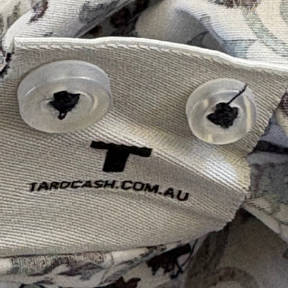 Tarocash Shirt Mens Casual Sz M Long Sleeve Slim Fit White Leaf Collared NWT