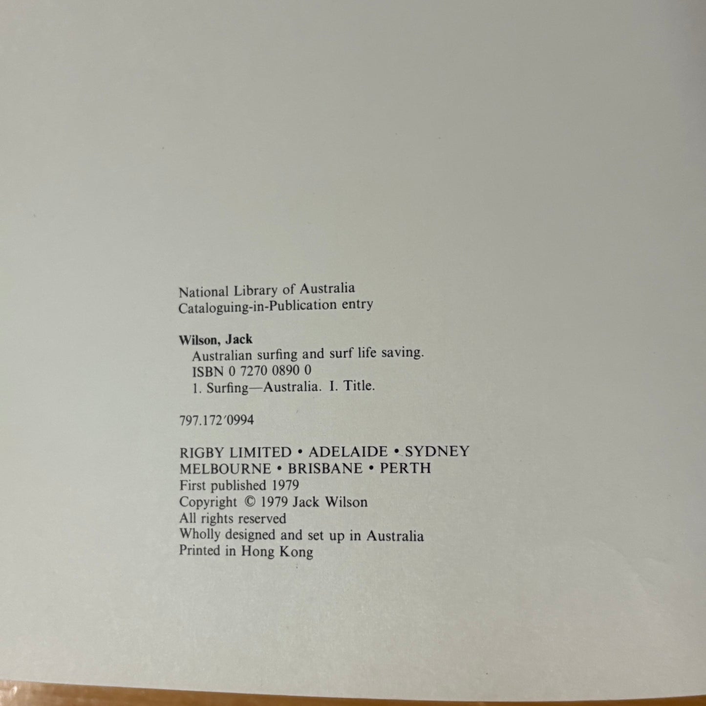 Australian Surfing and Surf Life Saving Hardcover Jack Wilson 1979 GD