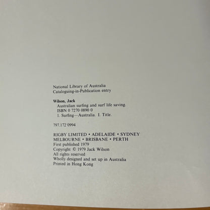 Australian Surfing and Surf Life Saving Hardcover Jack Wilson 1979 GD