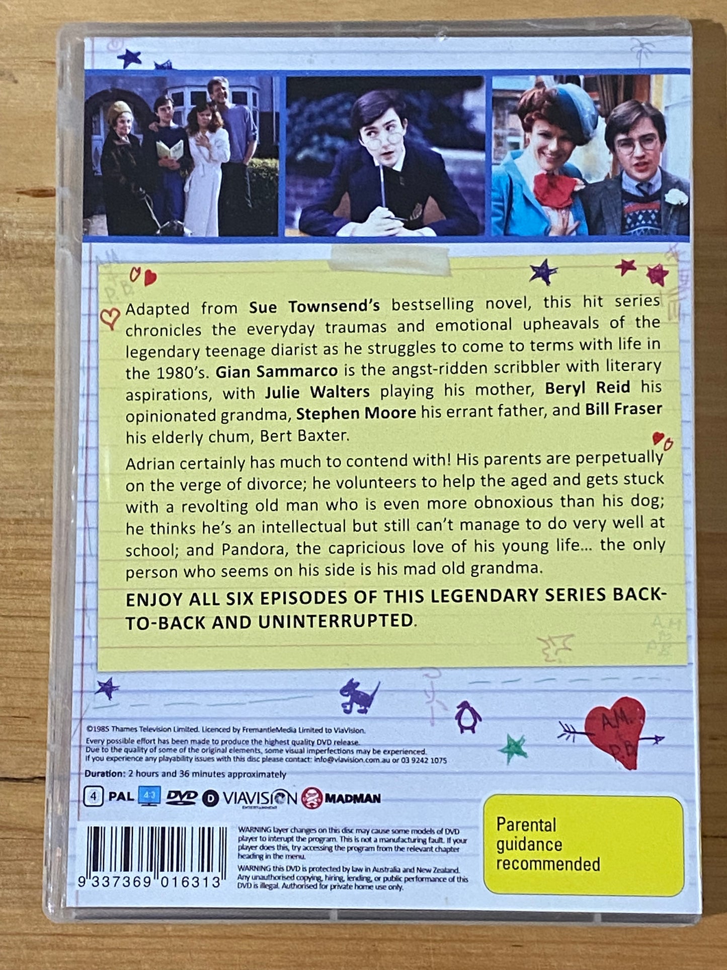 Secret Diary Of Adrian Mole Aged 13 And A Quarter DVD Sue Townsend VGC