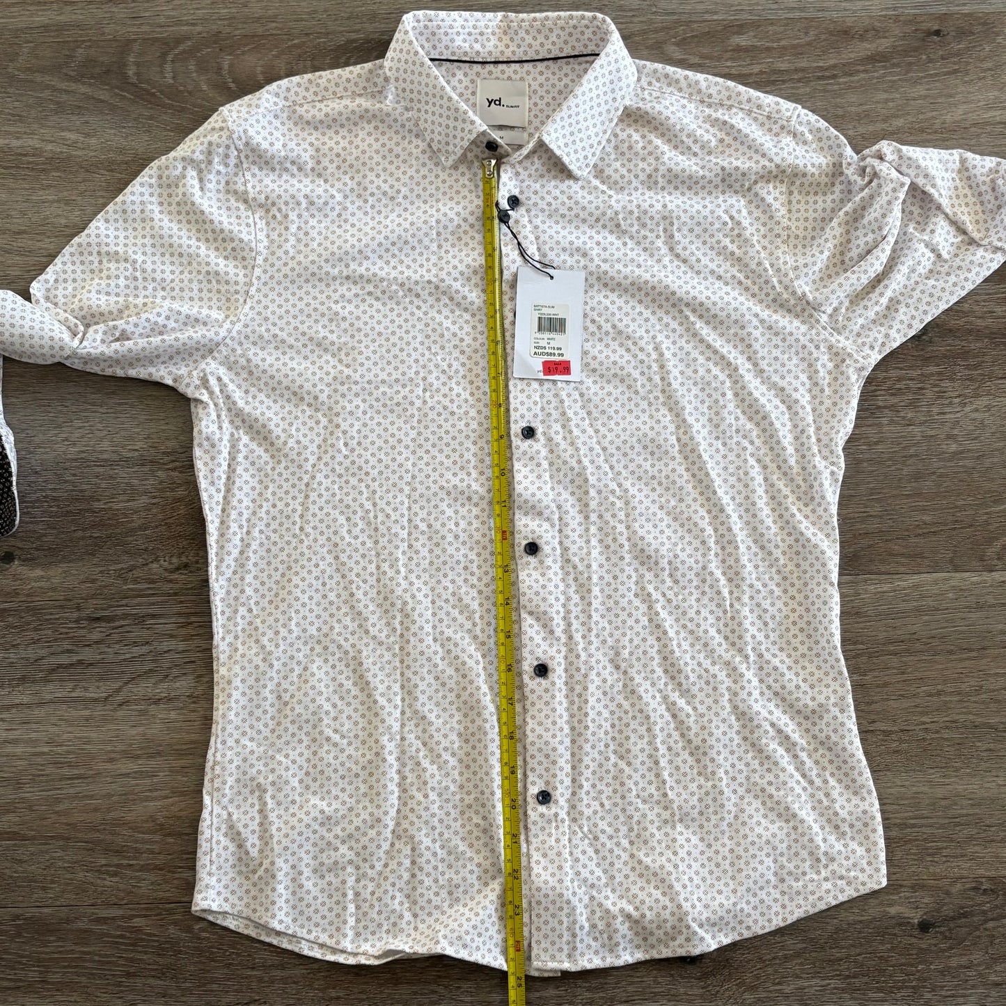 yd Shirt Men's Casual Medium Long Sleeve Slim Fit Cream Collared NWT