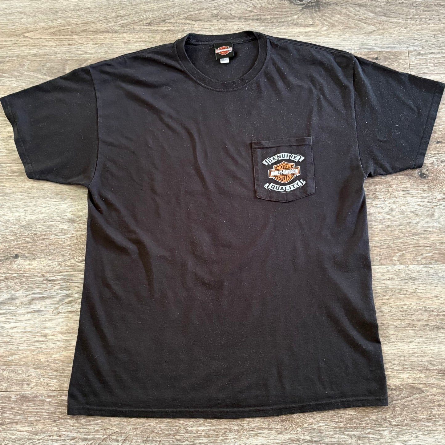 Harley Davidson T-Shirt Black Sz XL Short Sleeve Adamec 90th Anniversary