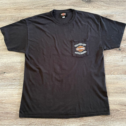 Harley Davidson T-Shirt Black Sz XL Short Sleeve Adamec 90th Anniversary