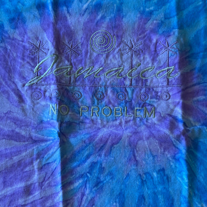 Jamaica No Problem Tie-Dye T-Shirt Blue Purple Short Sleeve Size Medium