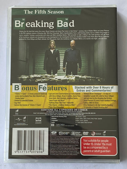 Breaking Bad Complete Fifth Season DVD Bryan Cranston 3-Disc PAL 2,4 New Sealed