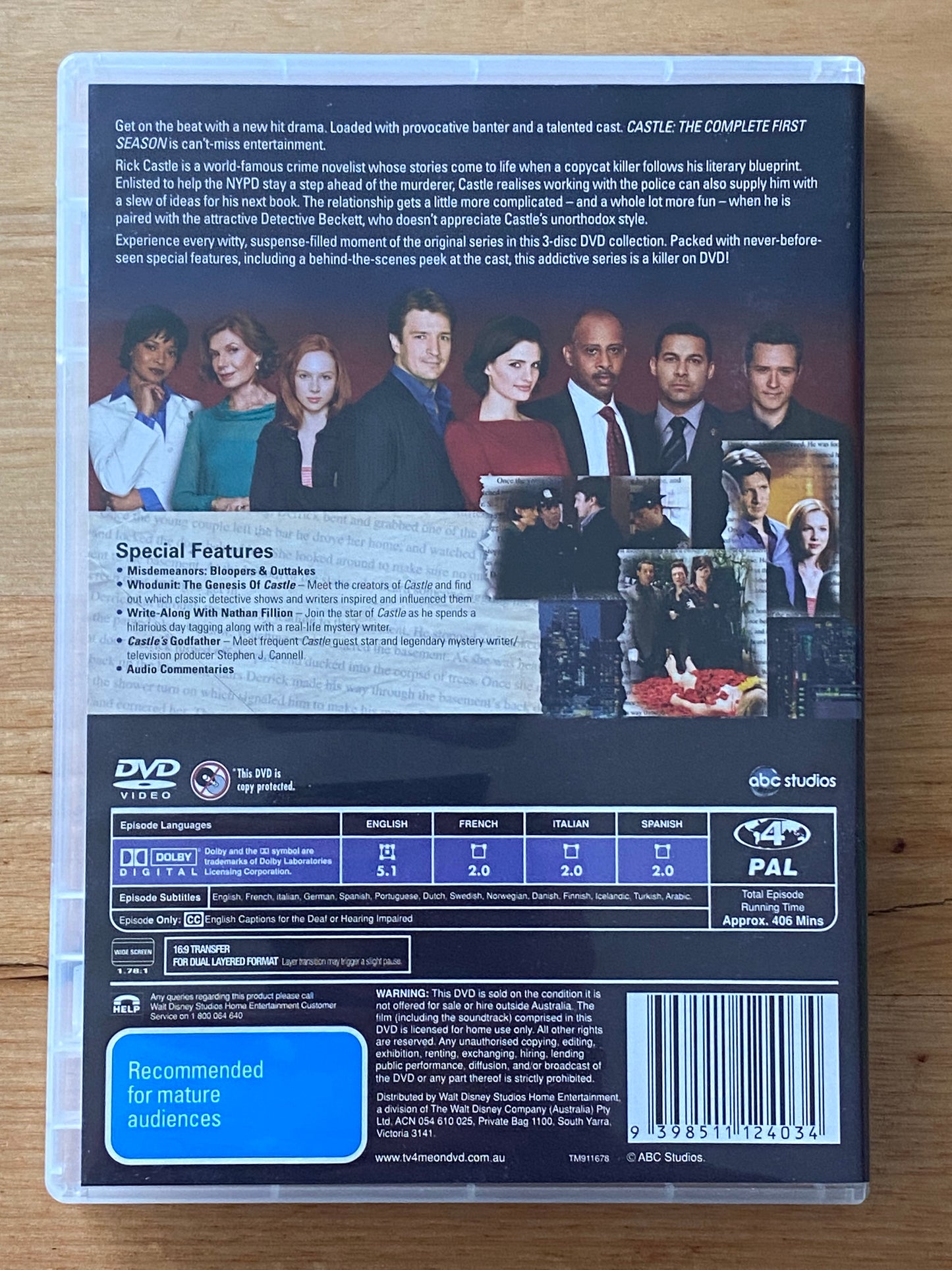 Castle Season 1 DVD 3-Disc PAL 4 VGC