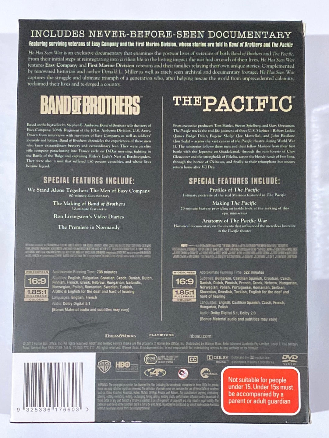 Band of Brothers and The Pacific DVD Box Set VGC