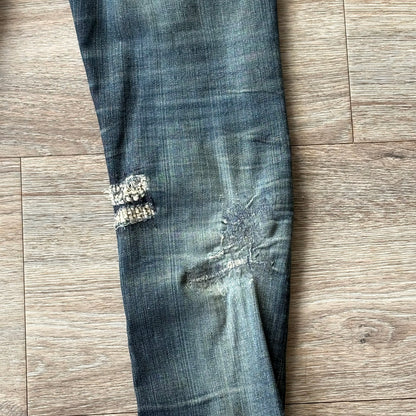 Nudie Jeans Womens Distressed W 28 L 32 Blue Denim Skinny
