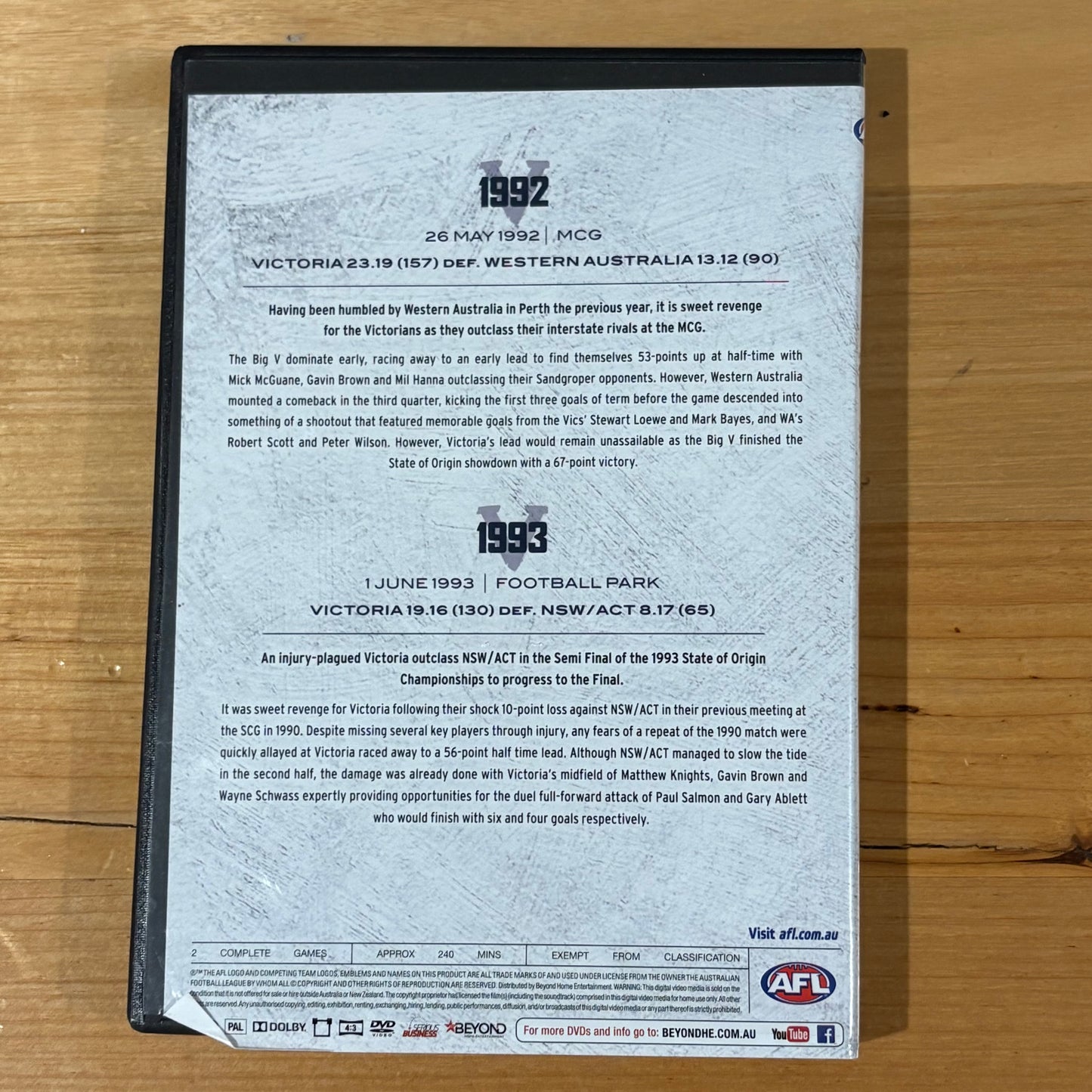 State of Origin Big V Classic Collection DVD Box-Set PAL 4 VGC