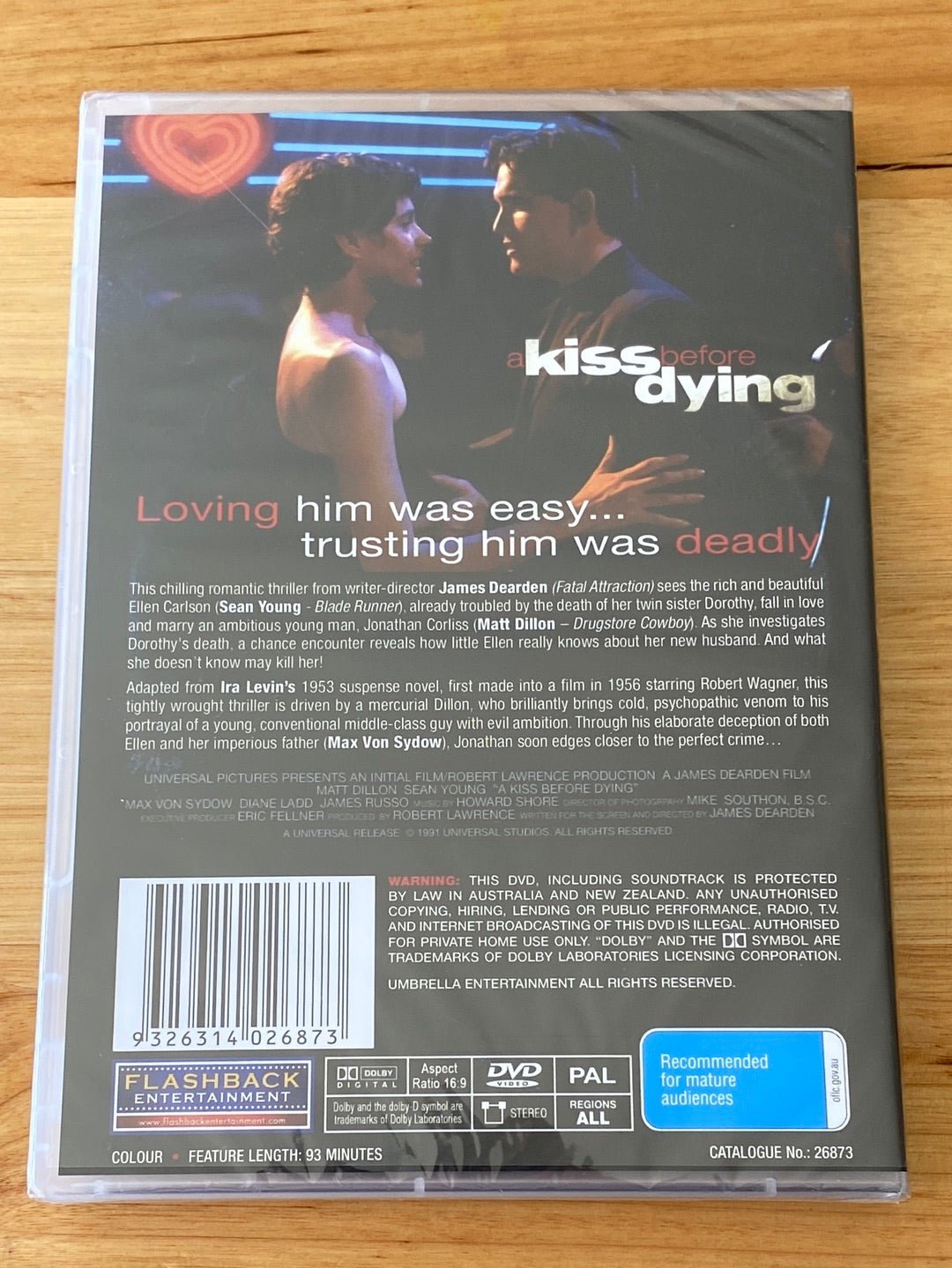 A Kiss Before Dying DVD Matt Dillon Sean Young Brand New Sealed