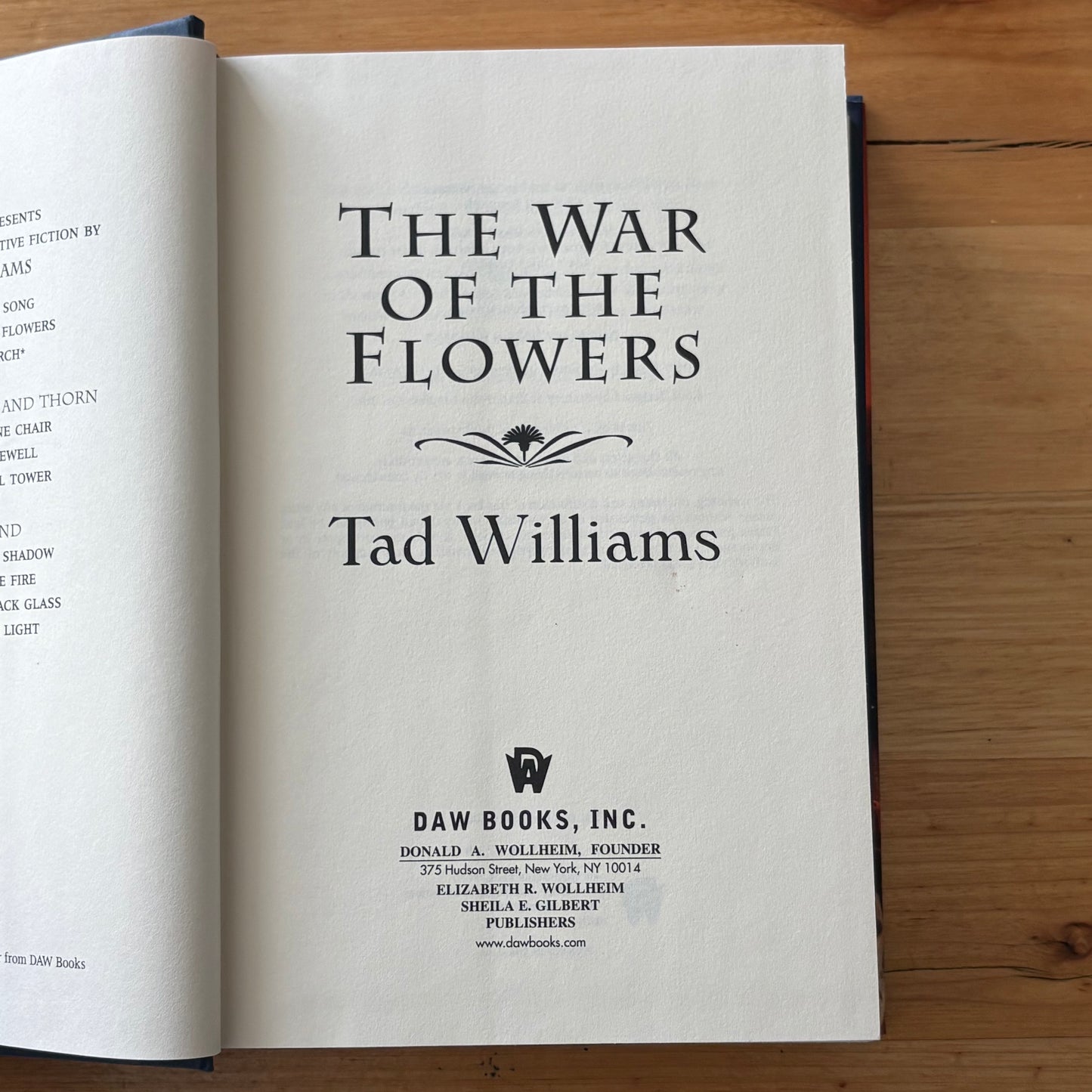 The War Of The Flowers by Tad Williams Fantasy Novel Hardcover 1st Print GD