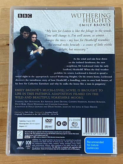 Wuthering Heights DVD Emily Brontë BBC Adaptation PAL 4 VGC