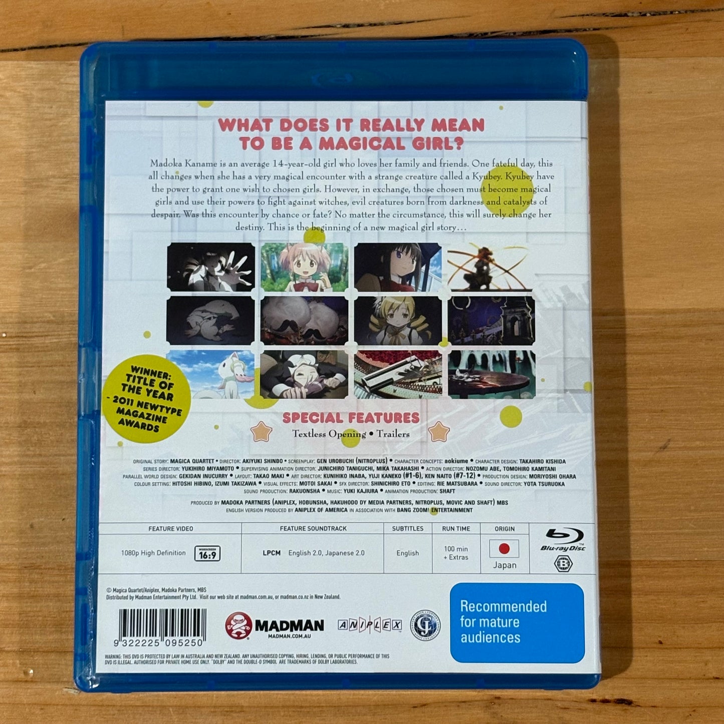 Puella Magi Madoka Magica Blu-ray Anime 3-Disc Box-Set Region B VGC