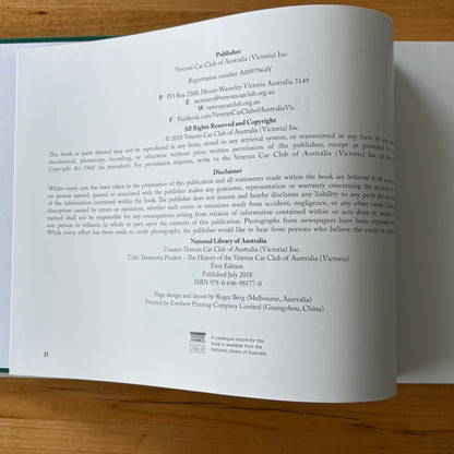 Dementia Prodest The History of the Veteran Car Club of Australia Hardcover GD