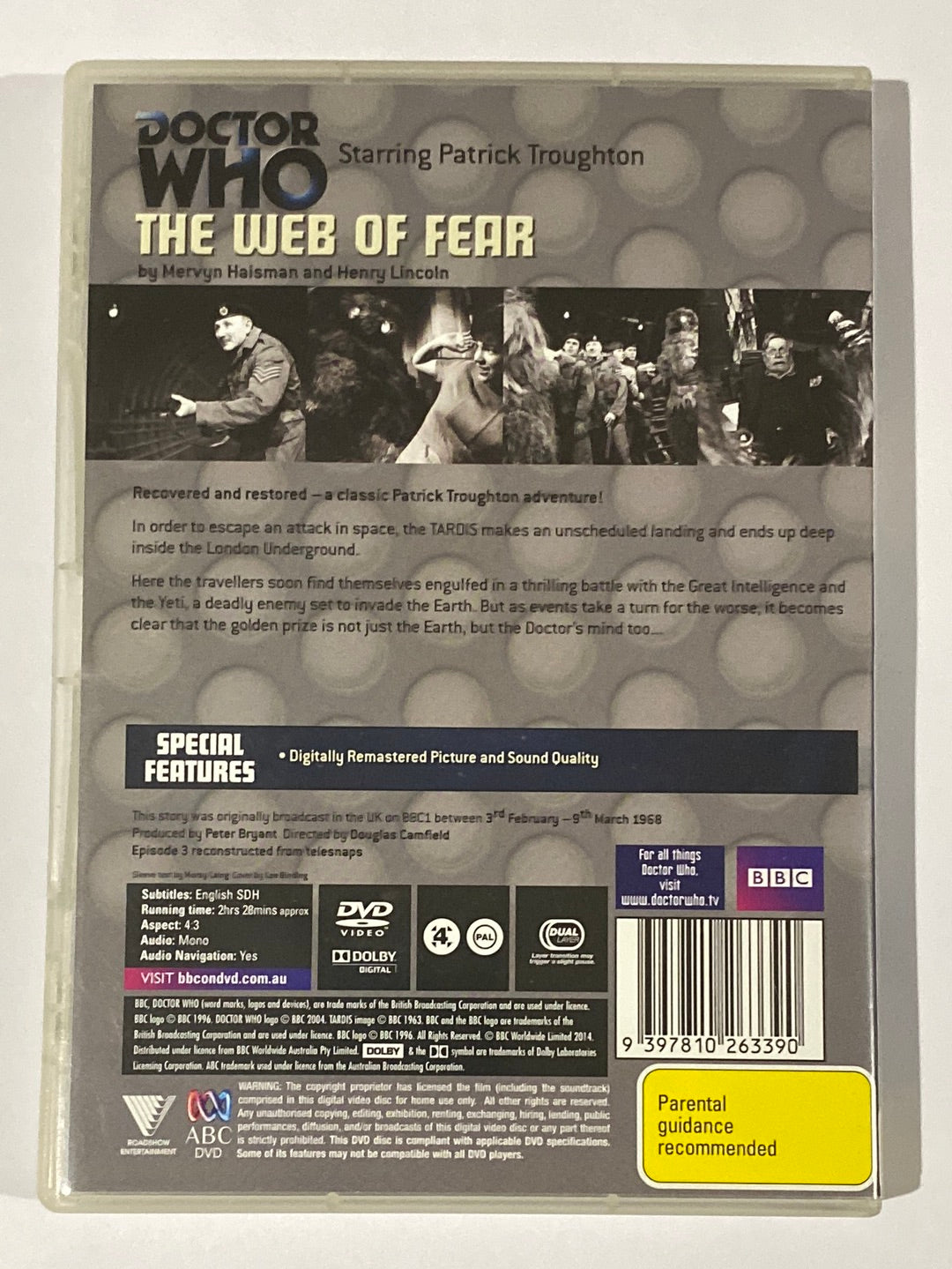 Doctor Who The Web of Fear BBC TV Restored DVD PAL 4 Patrick Troughton VGC