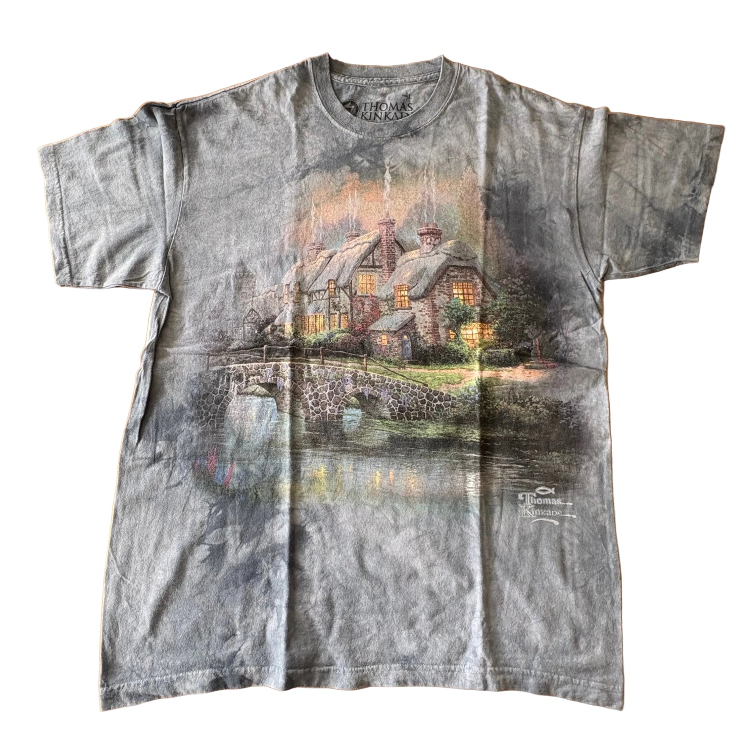 Thomas Kinkade T-Shirt Blue Short Sleeve Size Large