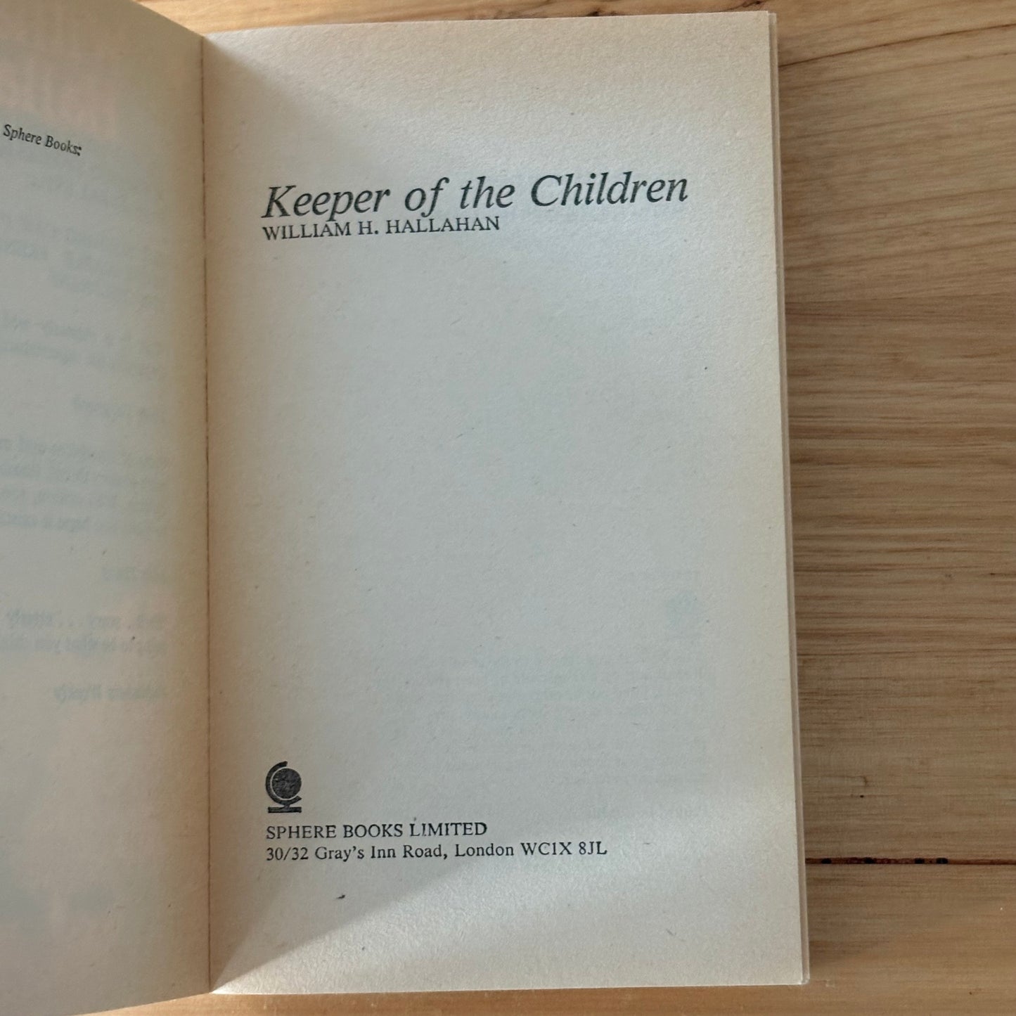 Keeper of the Children by William H. Hallahan Paperback Vintage