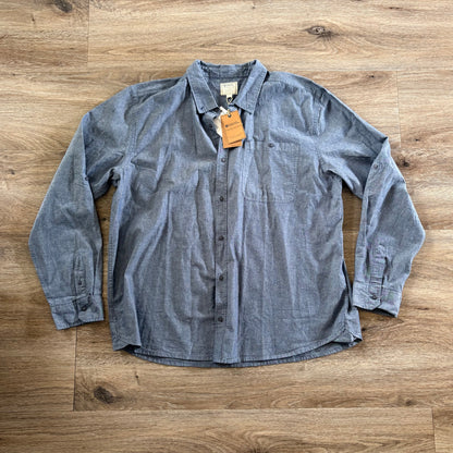 Mountain Designs Organic Cotton Shirt Mens Blue Collared Size 3XL Long Sleeves