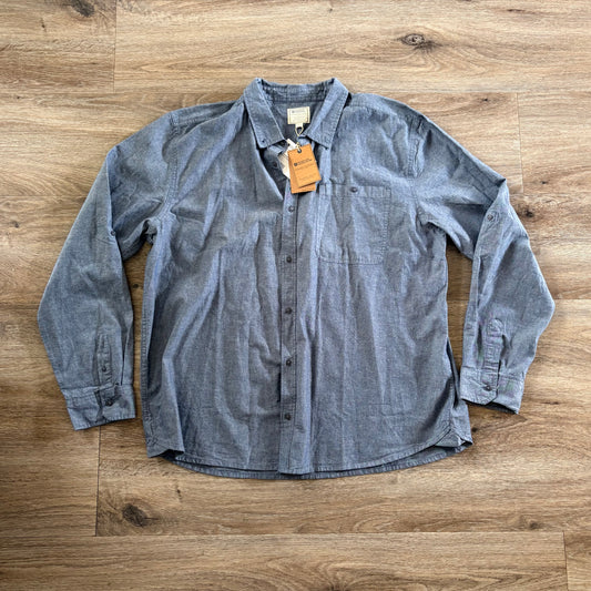 Mountain Designs Organic Cotton Shirt Mens Blue Collared Size 3XL Long Sleeves