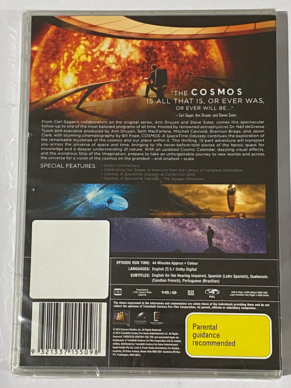 Cosmos A Spacetime Odyssey DVD Neil Degrasse Tyson 4-Disc PAL 4 Brand New Sealed