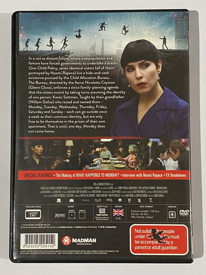 What Happened To Monday? DVD Noomi Rapace Willem Dafoe PAL 4 VGC